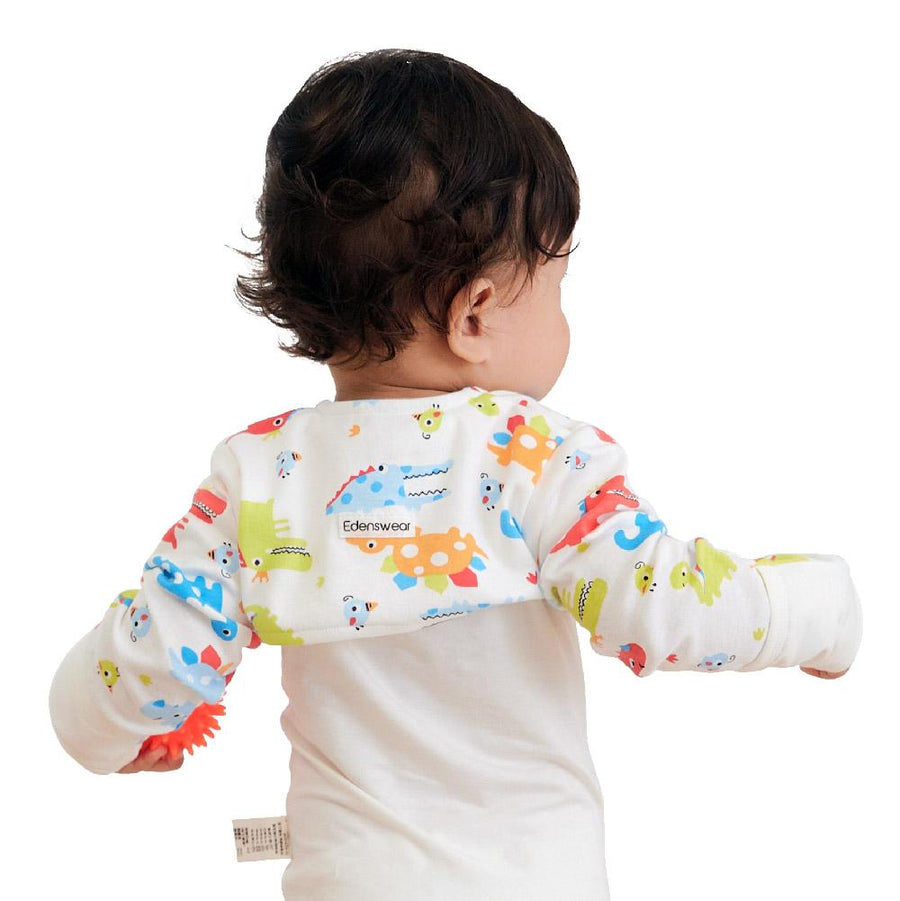 Scratch Sleeves with Zinc-Infused Flip Mittens (Dinosaur) - Eczema Oasis