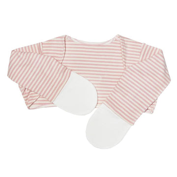 Scratch Sleeves with Zinc-Infused Mittens (Pink Stripes) - Eczema Oasis